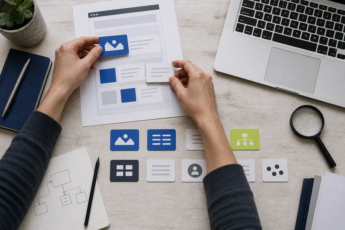 Page elements being organized into a clear information structure