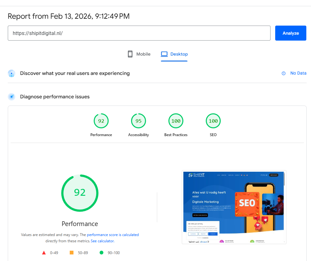 PageSpeed Insights and Core Web Vitals checks for AI search visibility